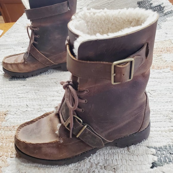 Lauren Ralph Lauren Major Moto Harness Lace Up Boot 7.5 - Picture 4 of 9